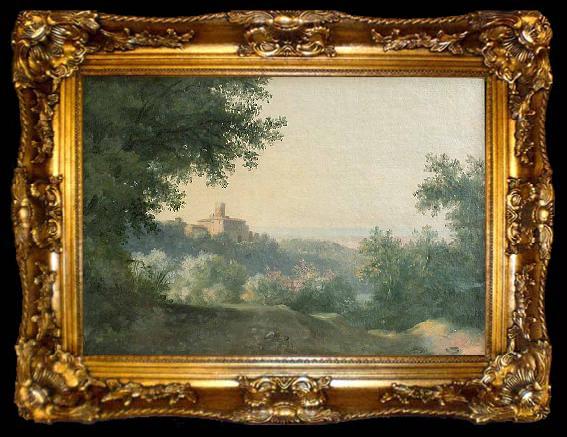 framed  Pierre de Valenciennes Landscape from the french painter Pierre-Henri de Valenciennes. View of the Palace of Nemi, ta009-2